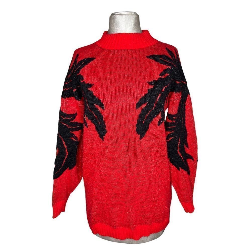 Ellen-D Kollection Sz M Red Glittery Sweater - perfect for Holiday!